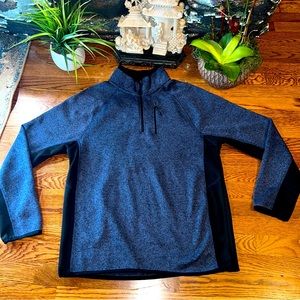 Beverly Hills Polo Club Pullover 1/4 Zip 2 Toned Sweater - Heather Blue & Black